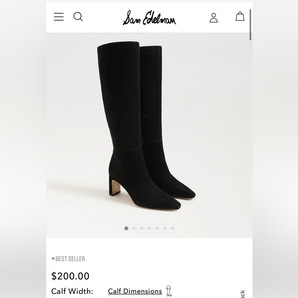 Sam Edelman sylvia wide calf black suede knee high boots